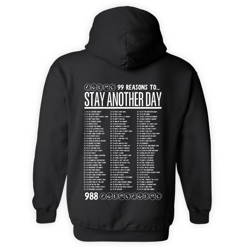 99 Reasons to Stay Another Day - Unisex Mental Health Awareness Hoodies, Crews, & Tshirts Sm-5x Long Sleeve Casual Crewneck Menswear  Round Neck Classic Small