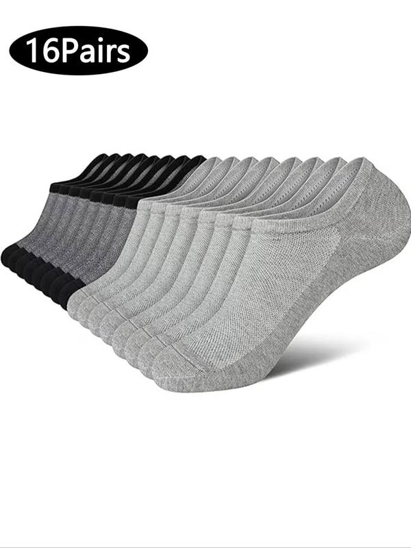 Men's Solid Patchwork Ankle Socks, Casual Comfy Breathable Socks for Daily Wear, Knit Crew Socks for Men, Multipack Low Cut Socks for Men, Menswear, Gifts for Boyfriend, Boys Clothing