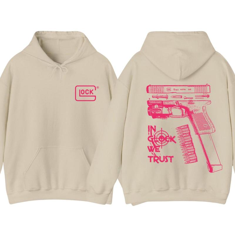 In Gl0ck We Trust design pink Hoodie full color for men for women