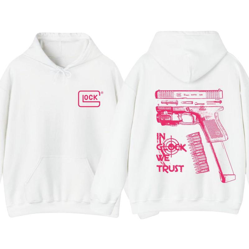 In Gl0ck We Trust design pink Hoodie full color for men for women