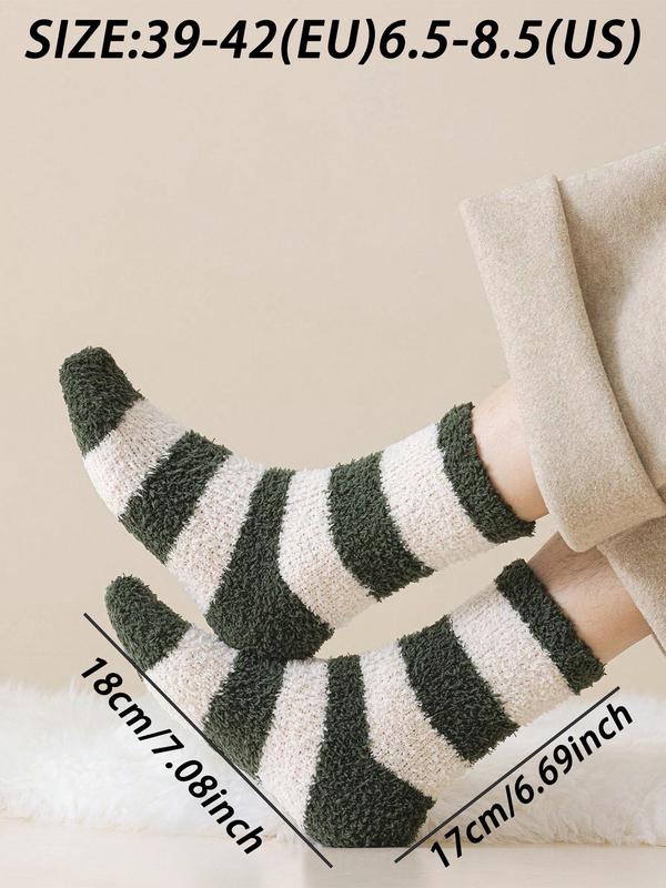 Men's Striped Print Thicker Warm Mid-calf Socks, Casual Comfy Breathable Socks for Fall & Winter, Men's Socks for Daily Wear