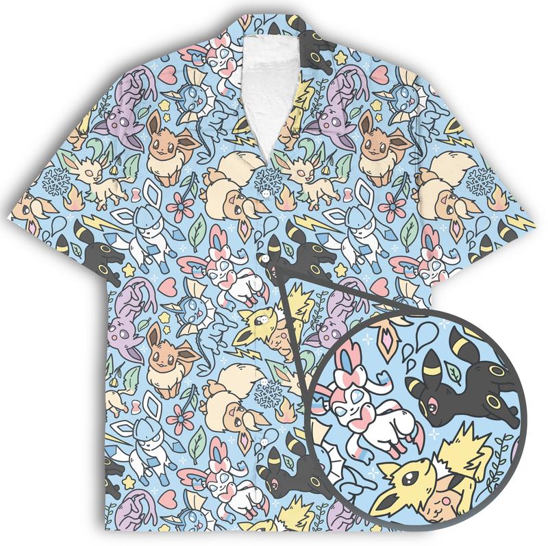 Eeveelution (Blue) Pattern Button Down Tee