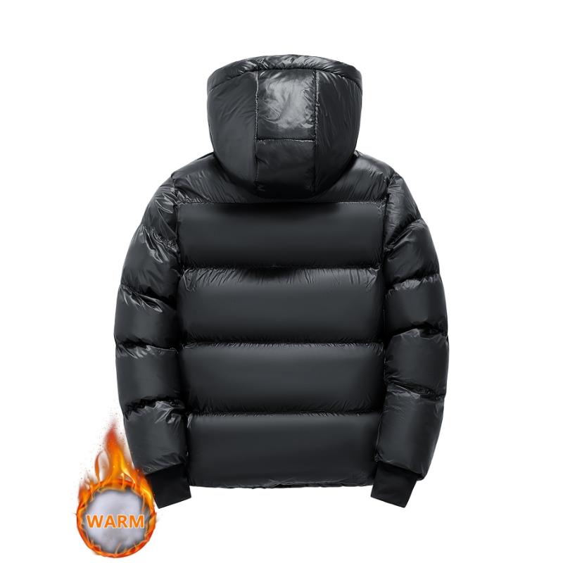 Men's Winter Hooded Puffer Jacket with Golden Fleece Lining - Warm, Thick, and Stylish, Casual Nylon Outerwear for Couples