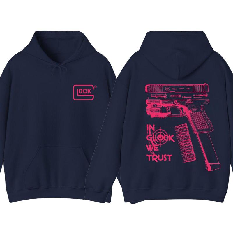 In Gl0ck We Trust design pink Hoodie full color for men for women