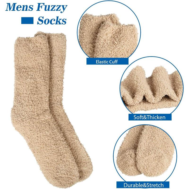 Mens Fuzzy Socks, Warm Winter Fluffy Cozy Slipper Fleece Socks for Men