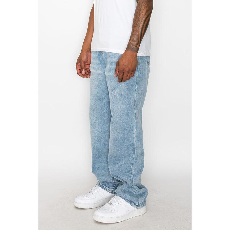 VICTORIOUS Men's Essential Baggy Denim Jeans - Classic 5 Pockets Design