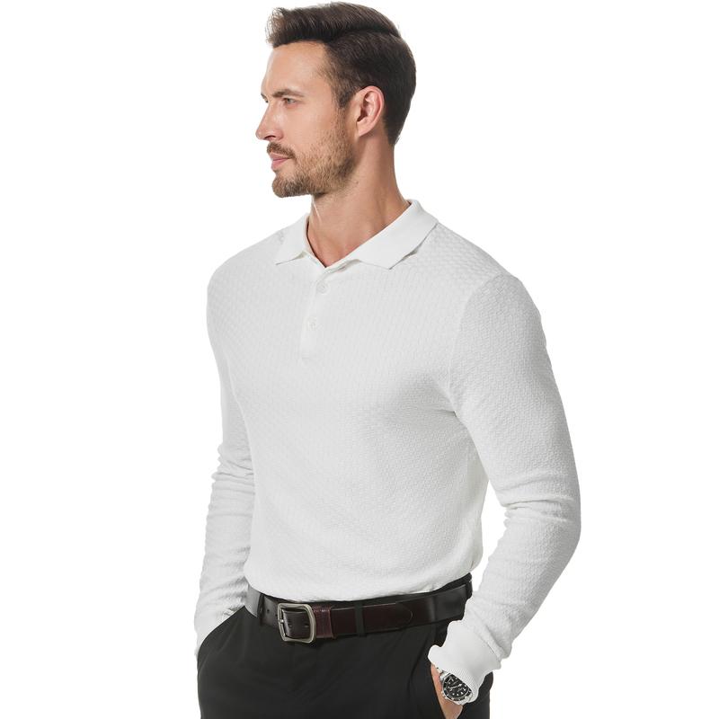 JMIERR Mens Knit Polo Shirts Casual Button Down Long Sleeve Polo Shirts Classic Lightweight Pullover Sweater