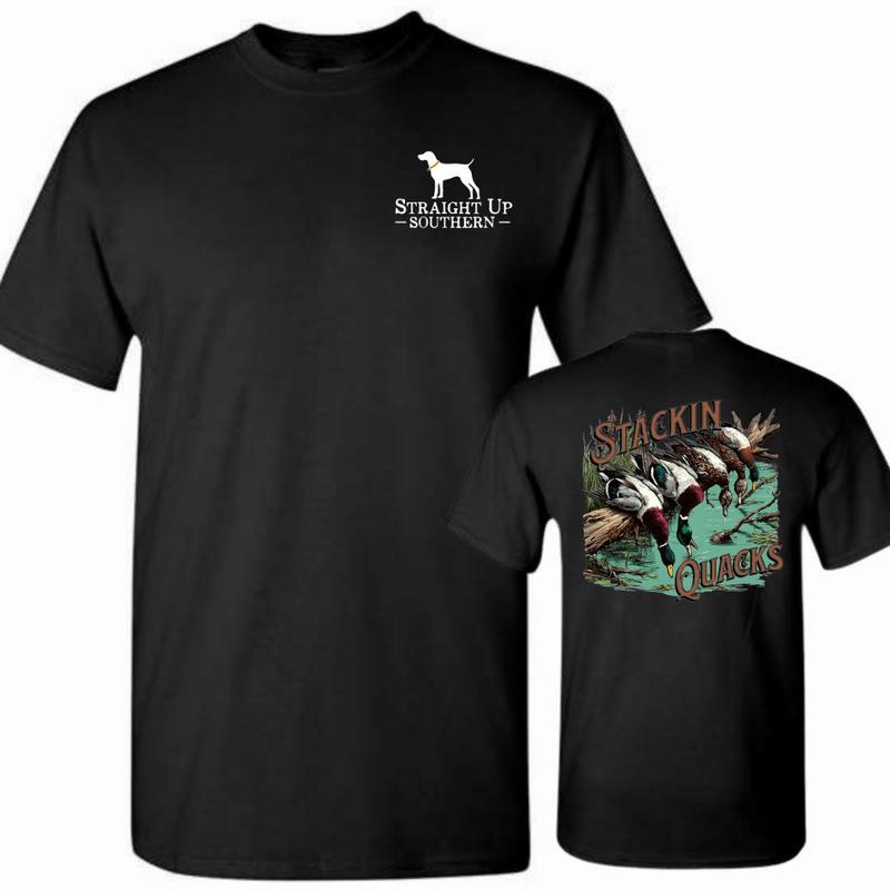 Straight Up Southern Duck Hunting T-Shirt , Stackin' Quacks Hunting Tee , Southern Duck Hunter Graphic Shirt , Southern Duck Hunter Graphic Shirt , Outdoor enthusiast gift , For southern style enthusiasts , Ideal for outdoor adventures , Gift for Mens