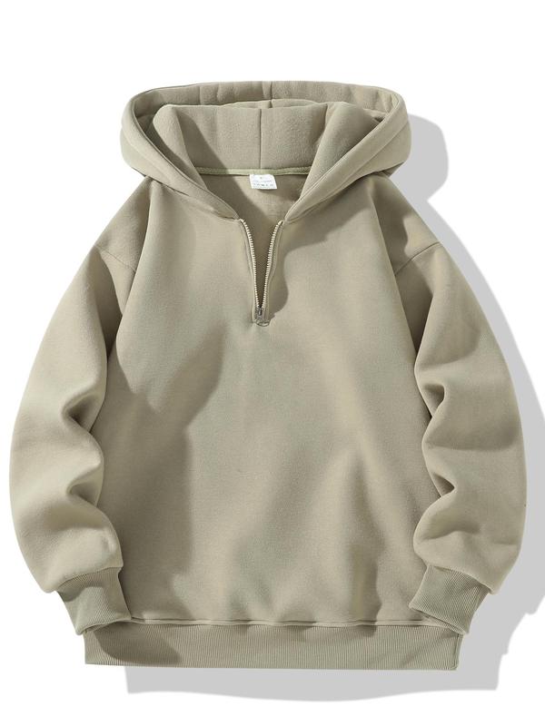 Men's Regular Fit Solid Zip Up Hoodie, Casual Long Sleeve Hooded Sweatshirt for Fall, Men's Fall Clothes for Daily Wear