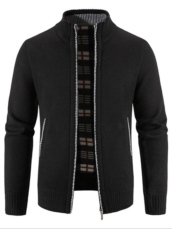 Men's Pocket Zipper Heated Jacket, Regular Fit Casual Mock Neck Long Sleeve Winter Jacket, Thermal Outerwear for Fall & Winter Winter Coat