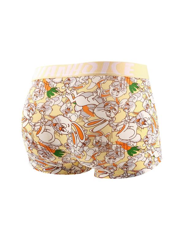 LGBTQ+ Men's Cartoon Letter Print Boxer Briefs, Casual Breathable Quick Drying Underwear, Menswear Summer Briefs, Please Purchase A Size Up, Menswear