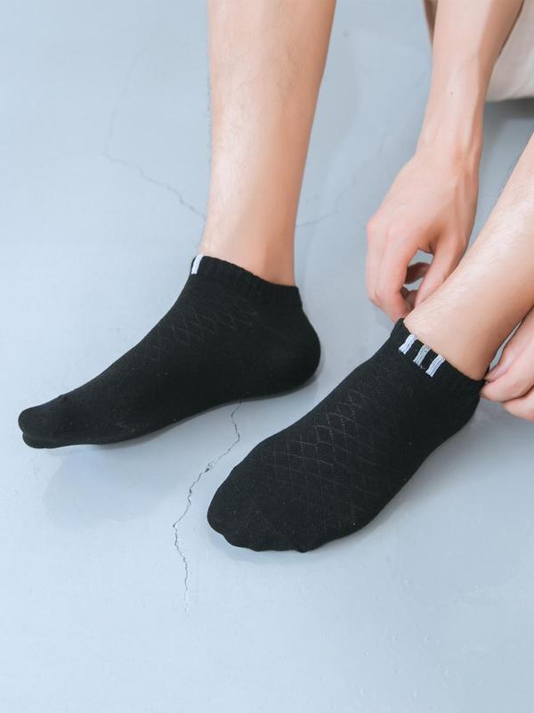 Men's Striped Print Ankle Socks, Jacquard Knits Crew Socks, Soft Breathable Low Cut Sports Socks for Men, Stylish Menswear, Casual Comfortable Socks for Daily Wear