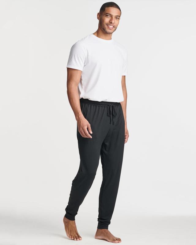 Real Essentials 3 Pack: Men's Soft Lounge Sleep Joggers - Pajama Pants Drawstring & Pockets (Available in Big & Tall)