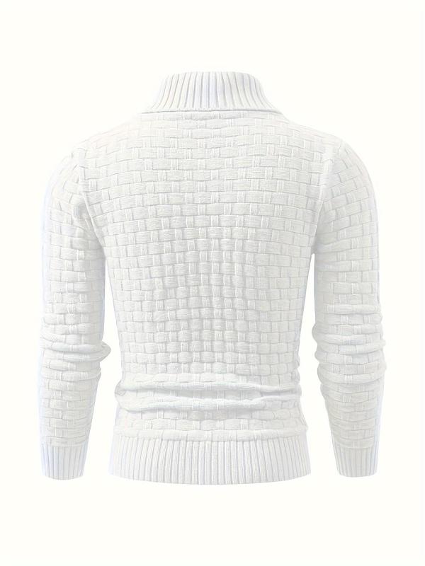 Men's Solid Button Front Pullover, Casual Regular Fit Long Sleeve Jumper for Fall & Winter, Men's Knitwear for Daily Wear