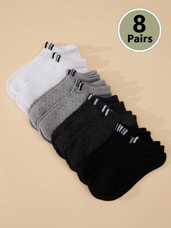 Men's Striped Print Ankle Socks, Jacquard Knits Crew Socks, Soft Breathable Low Cut Sports Socks for Men, Stylish Menswear, Casual Comfortable Socks for Daily Wear