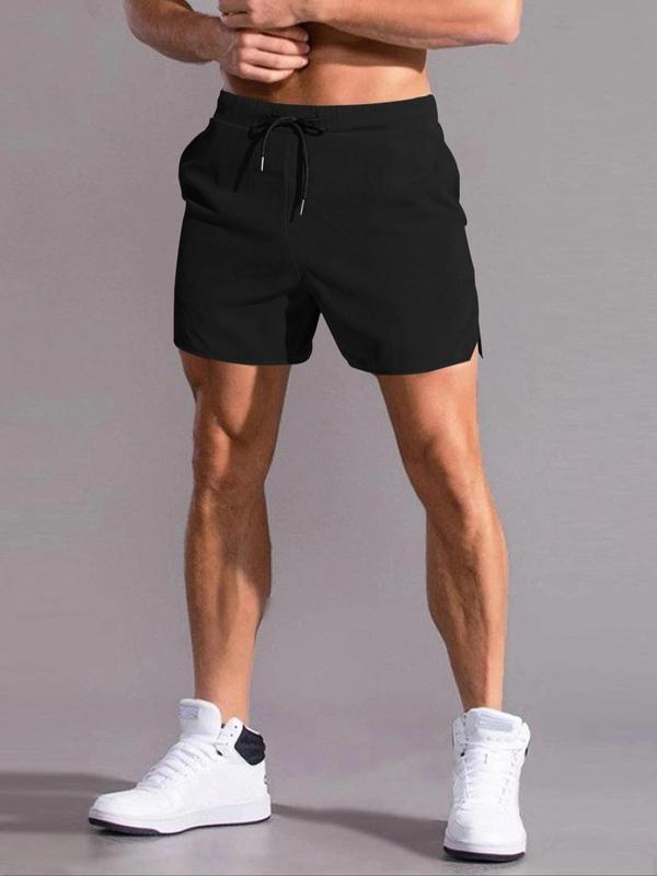 Men's Summer Clothes Plain Drawstring Waist Shorts, Casual Regular Fit Pocket Elastic Waist Track Shorts, Men's Streetwear for Summer Gym Workout Running Daily Wear