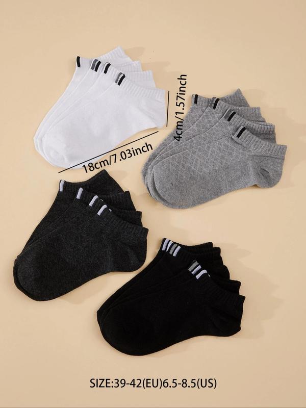 Men's Striped Print Ankle Socks, Jacquard Knits Crew Socks, Soft Breathable Low Cut Sports Socks for Men, Stylish Menswear, Casual Comfortable Socks for Daily Wear