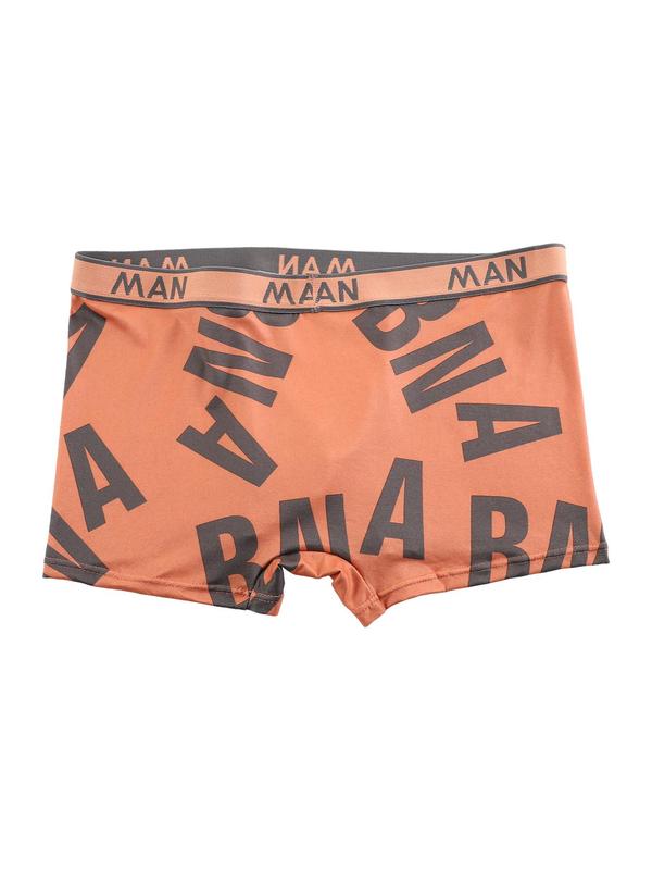 Men's Letter Print Tape Boxer Brief, Casual Comfy Breathable Underwear for Daily Wear, Soft Underwear for All Seasons