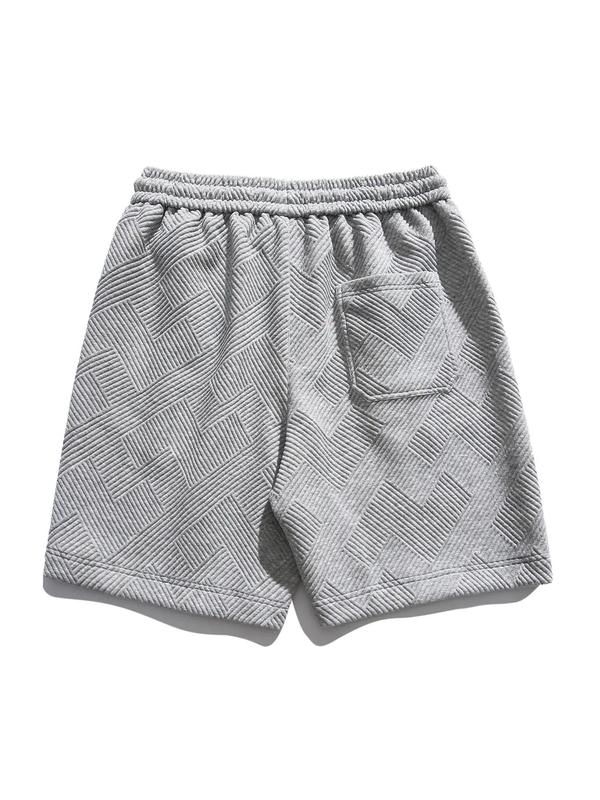 Men's Solid Textured Drawstring Shorts, Shorts for Men, Loose Casual Elastic Waist Pocket Straight Leg Shorts for The Summer, Summer Outfits 2024, Summer Clothes, Summer Bottoms, Fashion Men's Bottoms for Daily Wear