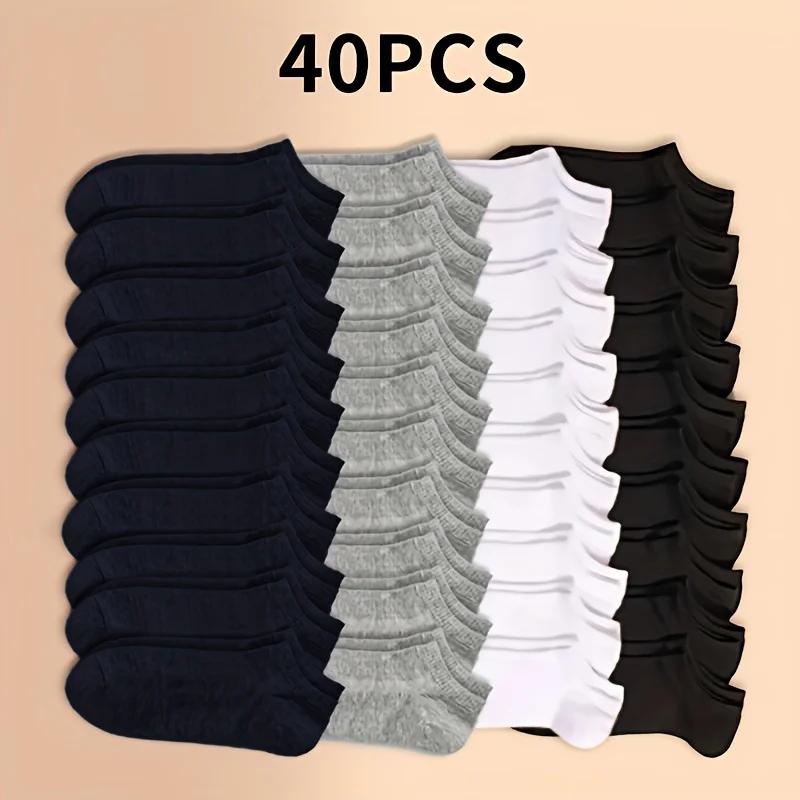 Unisex 10 20 40 Pairs Solid Socks Soft Lightweight Low Cut Invisible Ankle Socks Bulk Black White Grey Men Women Stockings Hosiery low cut Menswear Underwear Menswear Underwear Men's Breathable  Short Plain  Women's Breathable  Polyester Beige