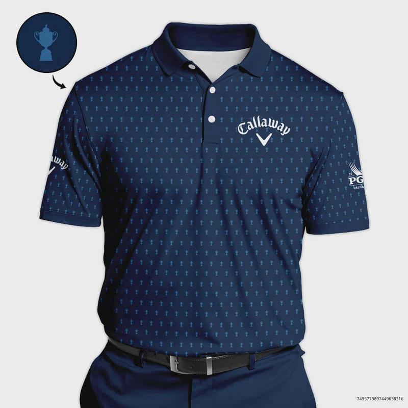 Callaway 2024 P.G.A Championship Golf Polo Shirt Dark Blue Gradient Pattern All Over Print Polo Shirt For Men