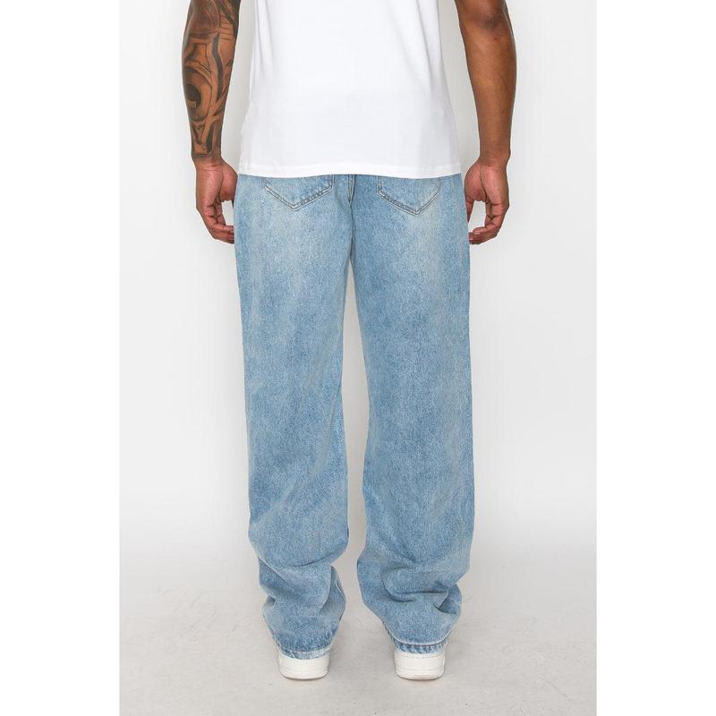 VICTORIOUS Men's Essential Baggy Denim Jeans - Classic 5 Pockets Design