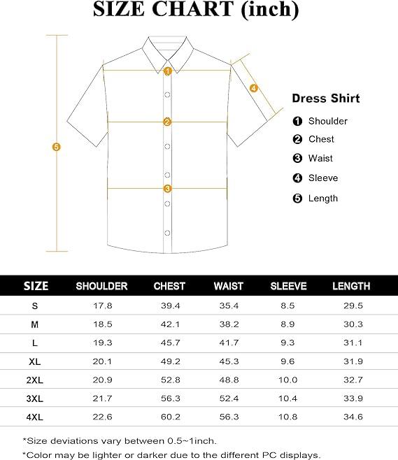 Alimens&Gentle Stretch Dress Shirts for Men Short Sleeve Slim Fit Casual Button Down Shirts Muscle Fit Men's Dress Shirts