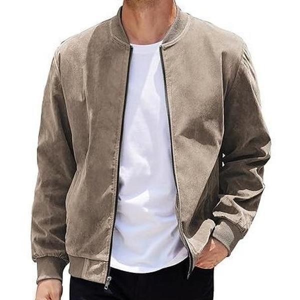 COOFANDY Men's Casual Varsity Jacket Vintage Lightweight Suede Bomber Jackets Classic Fabric Menswear Soft Chino Coats Chino Coats Chino Coats  Fashion Stylish black friday