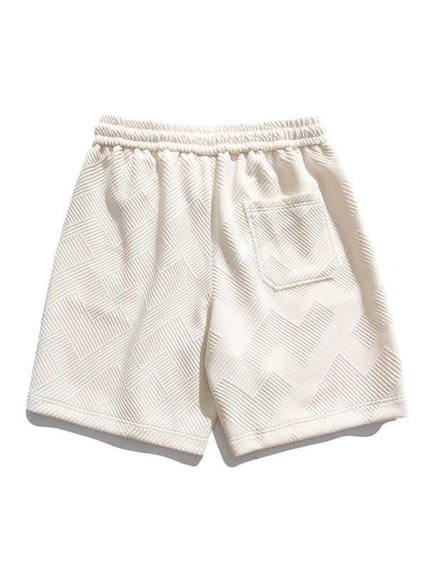 Men's Solid Textured Drawstring Shorts, Shorts for Men, Loose Casual Elastic Waist Pocket Straight Leg Shorts for The Summer, Summer Outfits 2024, Summer Clothes, Summer Bottoms, Fashion Men's Bottoms for Daily Wear