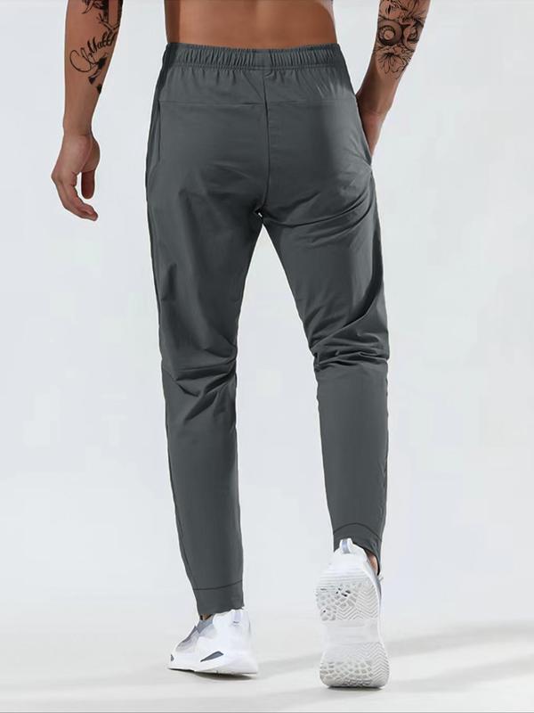 Men's Solid Drawstring Waist Jogger Pants, Summer Outfits 2024, Casual Soft Breathable Plain Regular Fit Zipper Pocket Trousers For Summer, Back-to-School Clothing, Menswear