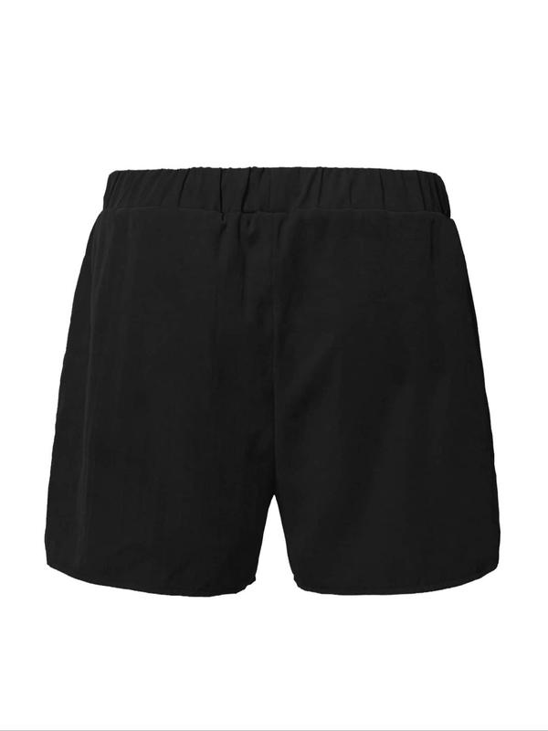 Men's Summer Clothes Plain Drawstring Waist Shorts, Casual Regular Fit Pocket Elastic Waist Track Shorts, Men's Streetwear for Summer Gym Workout Running Daily Wear