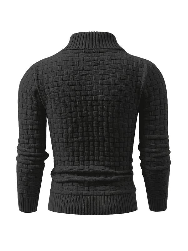 Men's Solid Button Front Pullover, Casual Regular Fit Long Sleeve Jumper for Fall & Winter, Men's Knitwear for Daily Wear