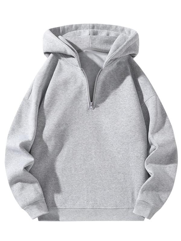 Men's Regular Fit Solid Zip Up Hoodie, Casual Long Sleeve Hooded Sweatshirt for Fall, Men's Fall Clothes for Daily Wear