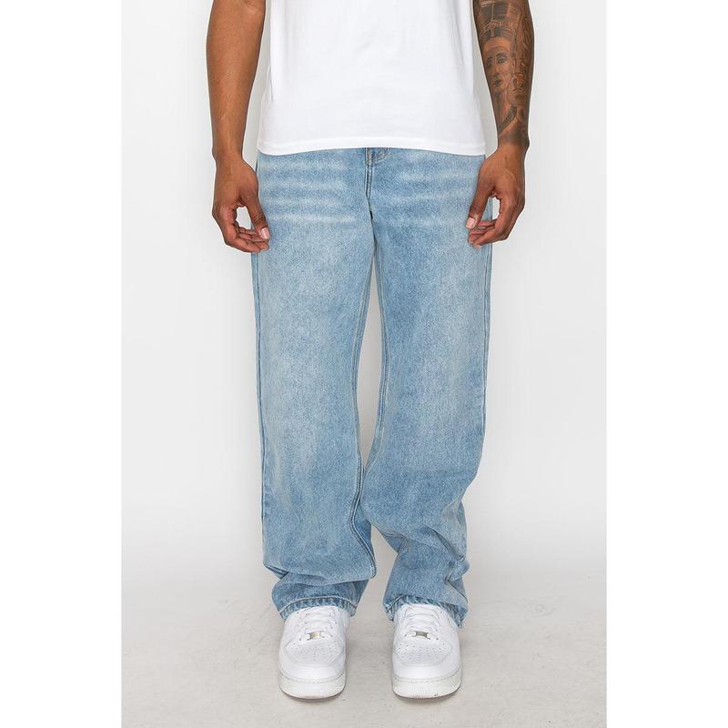 VICTORIOUS Men's Essential Baggy Denim Jeans - Classic 5 Pockets Design