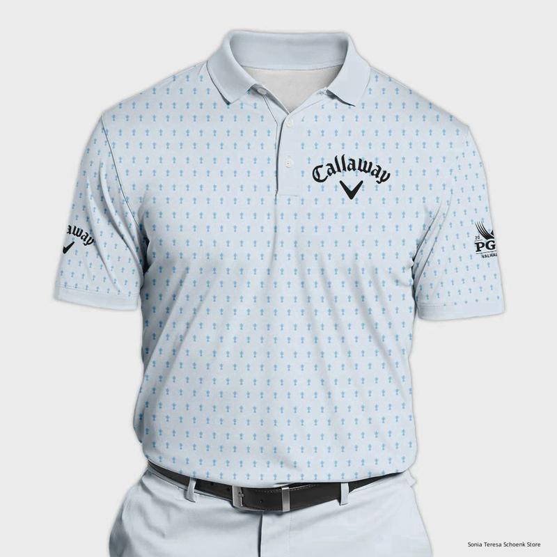 2024 PGA Championship Callaway Golf Polo Shirt Light Blue Pastel Golf Cup Pattern All Over Print Polo Shirt For Men