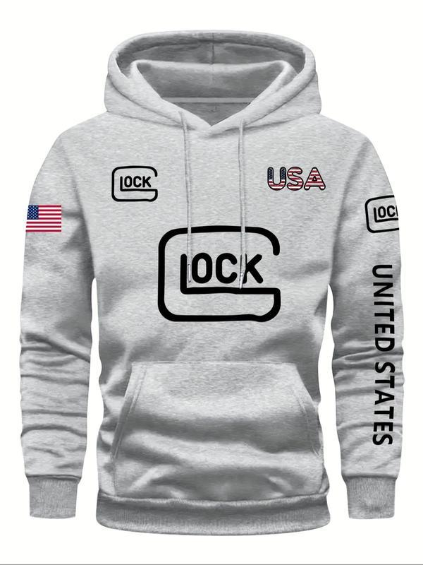 Glock Hoodie with USA Flag Design for Men, Classic Fit - Classic