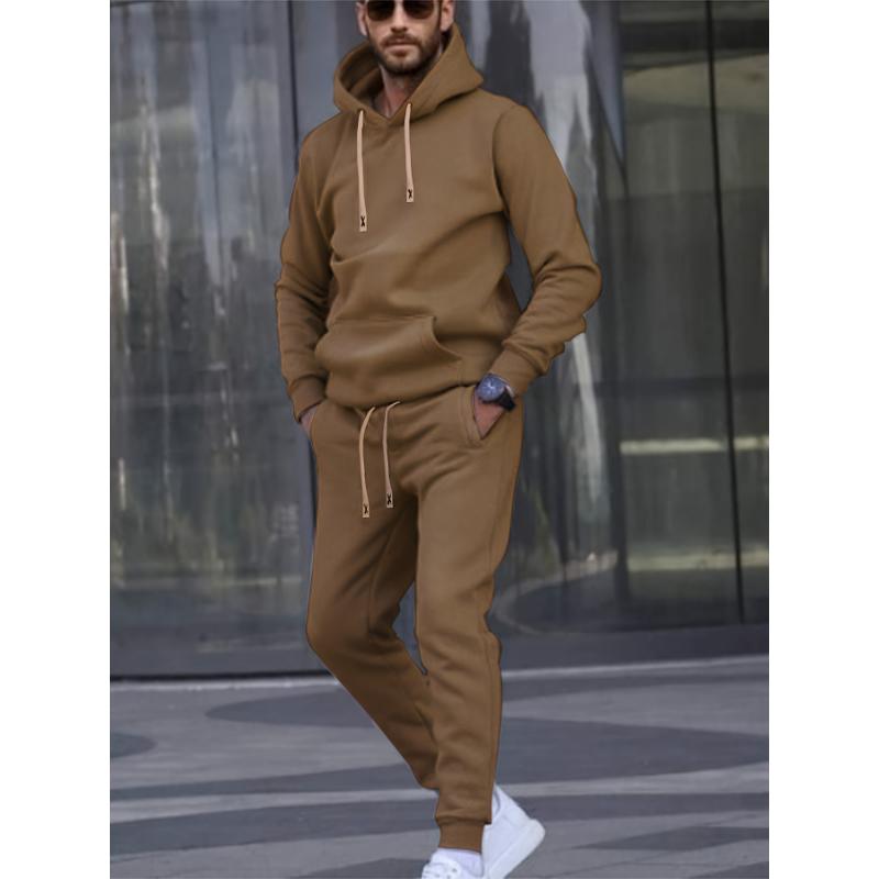 Men'S Casual Sports Set, Fashion Letter X Embroidered Belt, Long Sleeve Hoodie and Athletic Pants, Polyester Knit Sweatshirt and Joggers Outfit for Outdoor Fitness, Regular Fit, Autumn Winter Collection