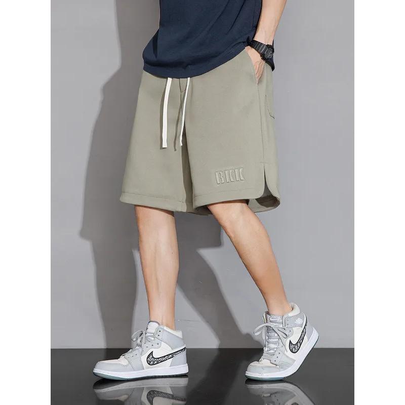 Summer Men's Sweat Shorts Knee-Length Straight Loose Short Pants Streetwear Drawstring Solid Color Casual Shorts Big Size 8XL