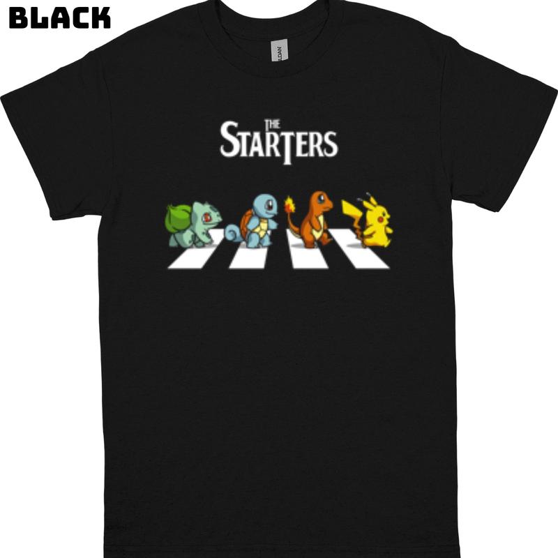 The Starters Pokemon Black Vintage Tee, Pokemon Shirt, Pikachu Shirt, Cute Shirt ,  Gift For Man And For Women , Anime Graphic Tee Menswear Top