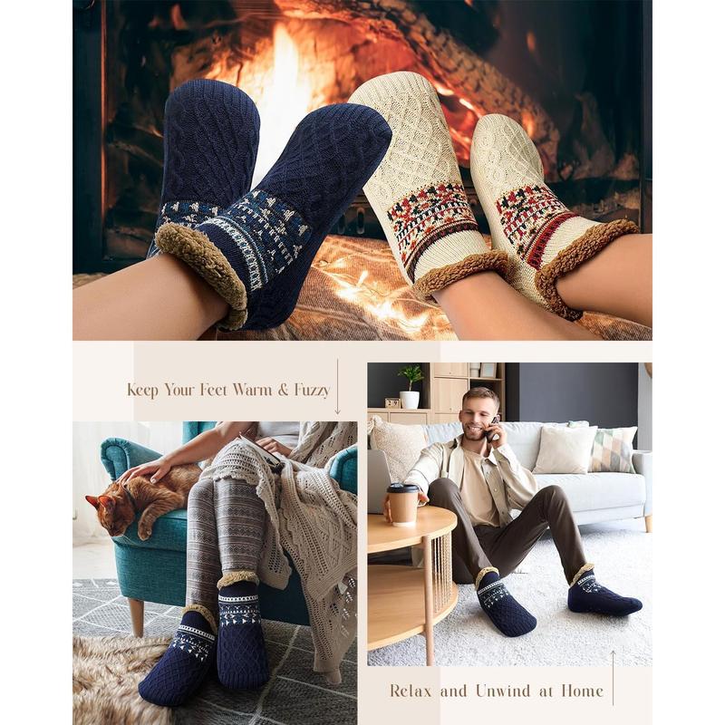 Stocking Stuffers for Adults Men Him: Fuzzy Slipper Socks with Grips Winter Thick Warm Cabin Thermal Socks Comfy Non Slip, Christmas Gifts for Men Husband Dad Grandpa Him Boyfriend Cozy Holiday Gifts