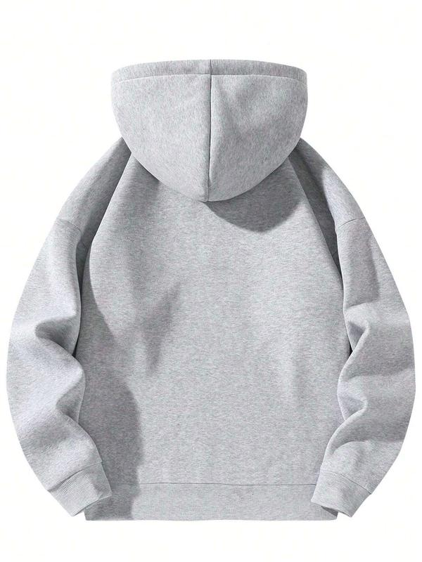 Men's Solid Drop Shoulder Half Zip Hoodie, Regular Fit Casual Long Sleeve Hooded Sweatshirt for Spring & Fall, Fashion Men's Clothes for Daily Wear