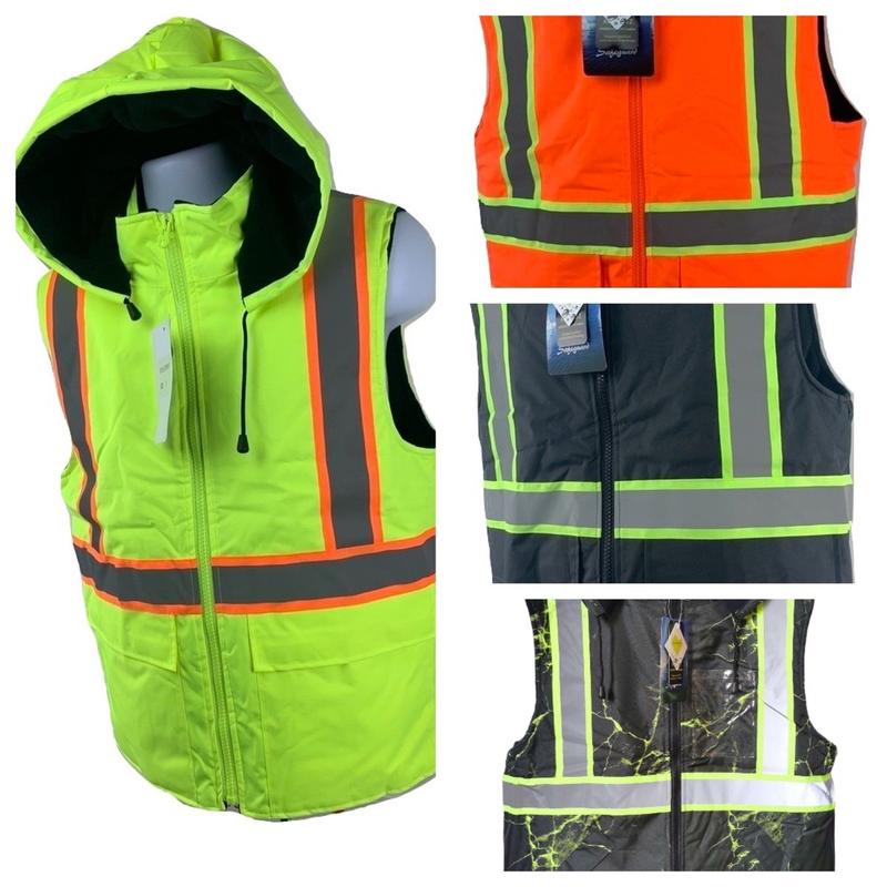 Safety fleece lining Vest - High Visibility Reflective Striking Clothes for Men winter warm hood