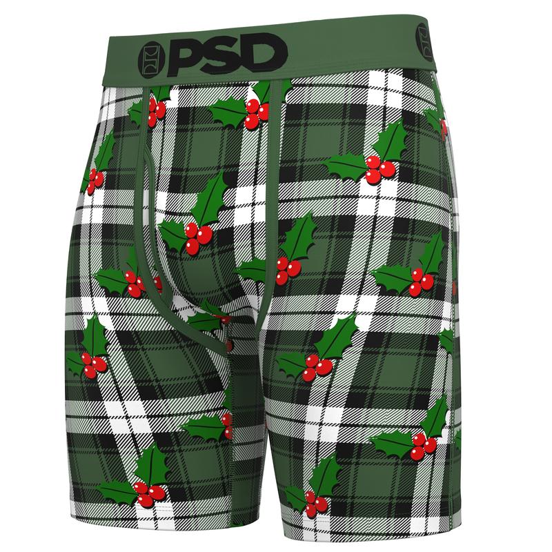 PSD Men's Xmas Boxer Brief 3 Pack Boxed Gift Set - Standard Length 7 Inch Inseam, Premium Modal Fabric in Holiday Prints