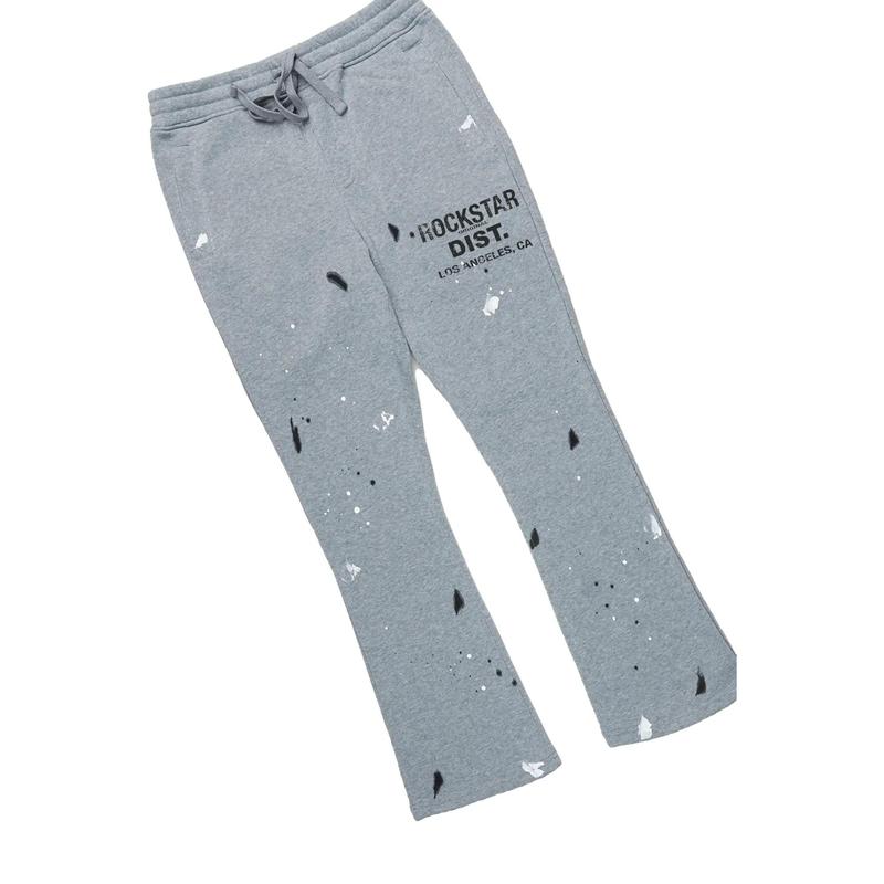 Scottie Grey Black Paint Splatter Hoodie Stacked Flare Pant Set