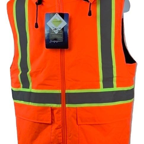 Safety fleece lining Vest - High Visibility Reflective Striking Clothes for Men winter warm hood