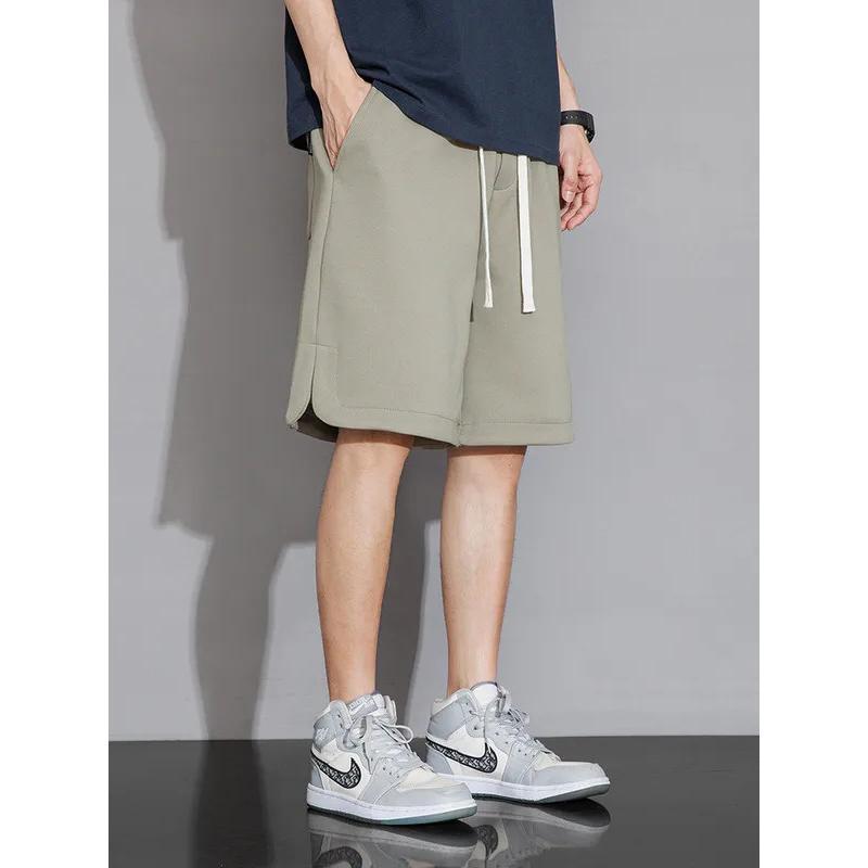 Summer Men's Sweat Shorts Knee-Length Straight Loose Short Pants Streetwear Drawstring Solid Color Casual Shorts Big Size 8XL