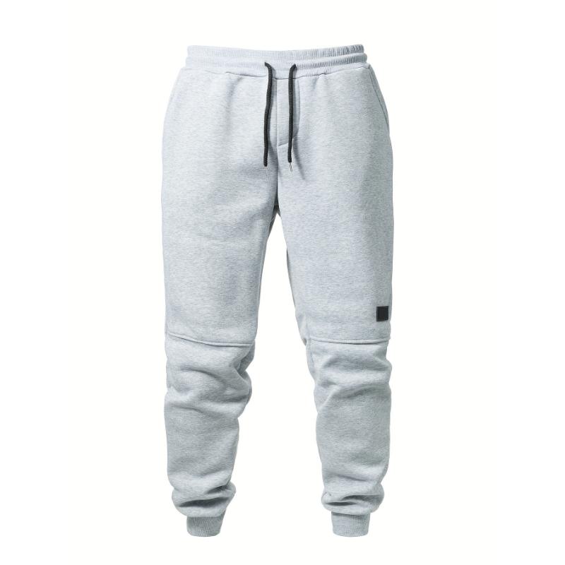 5pcs Fleece Lined Men's Solid Jogger Sweatpants With Drawstring, Casual Warm Sporty Trousers