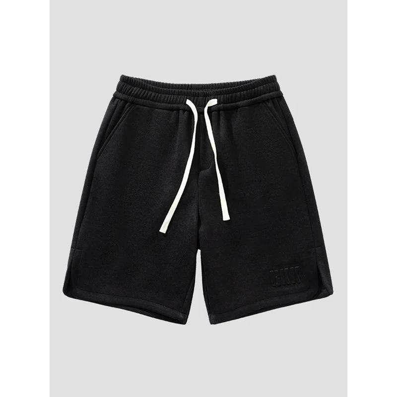 Summer Men's Sweat Shorts Knee-Length Straight Loose Short Pants Streetwear Drawstring Solid Color Casual Shorts Big Size 8XL