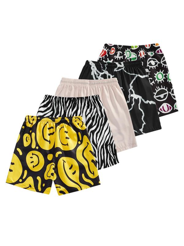 Men's All Over Print Pocket Drawstring Waist Shorts, Regular Fit Casual Comfy Back To School Beach Shorts for Summer, Summer Shorts, Men's Bottoms for Daily Wear, Shorts for Men