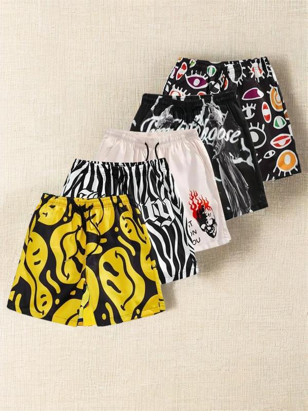 Men's All Over Print Pocket Drawstring Waist Shorts, Regular Fit Casual Comfy Back To School Beach Shorts for Summer, Summer Shorts, Men's Bottoms for Daily Wear, Shorts for Men